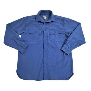 LL Bean Blue Button Shirt Men's Medium Long Sleeve Basic Cotton